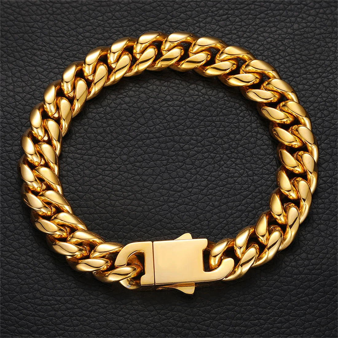 12/14mm 316L Stainless Steel Encrypted Cuban Chain Bracelet For Men Fashion Hip Hop Party Accessories Boyfriend Gift