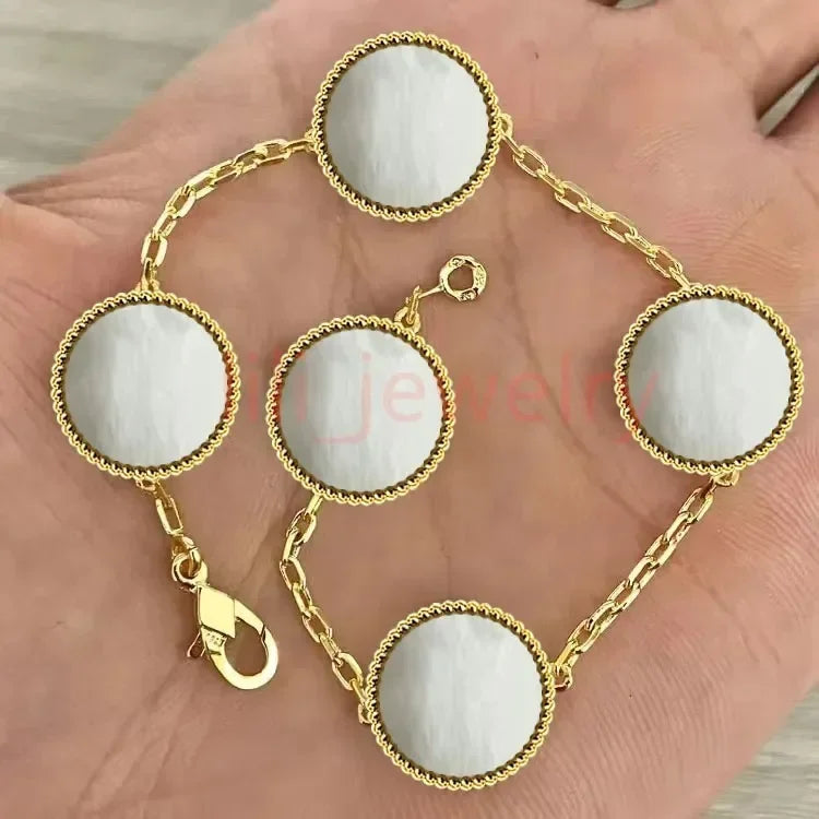 2025 nuevo hombres mujeres joyería de diseño de lujo pulsera de cuatro hojas chapado oro plata ágata diamante moda regalo fiesta