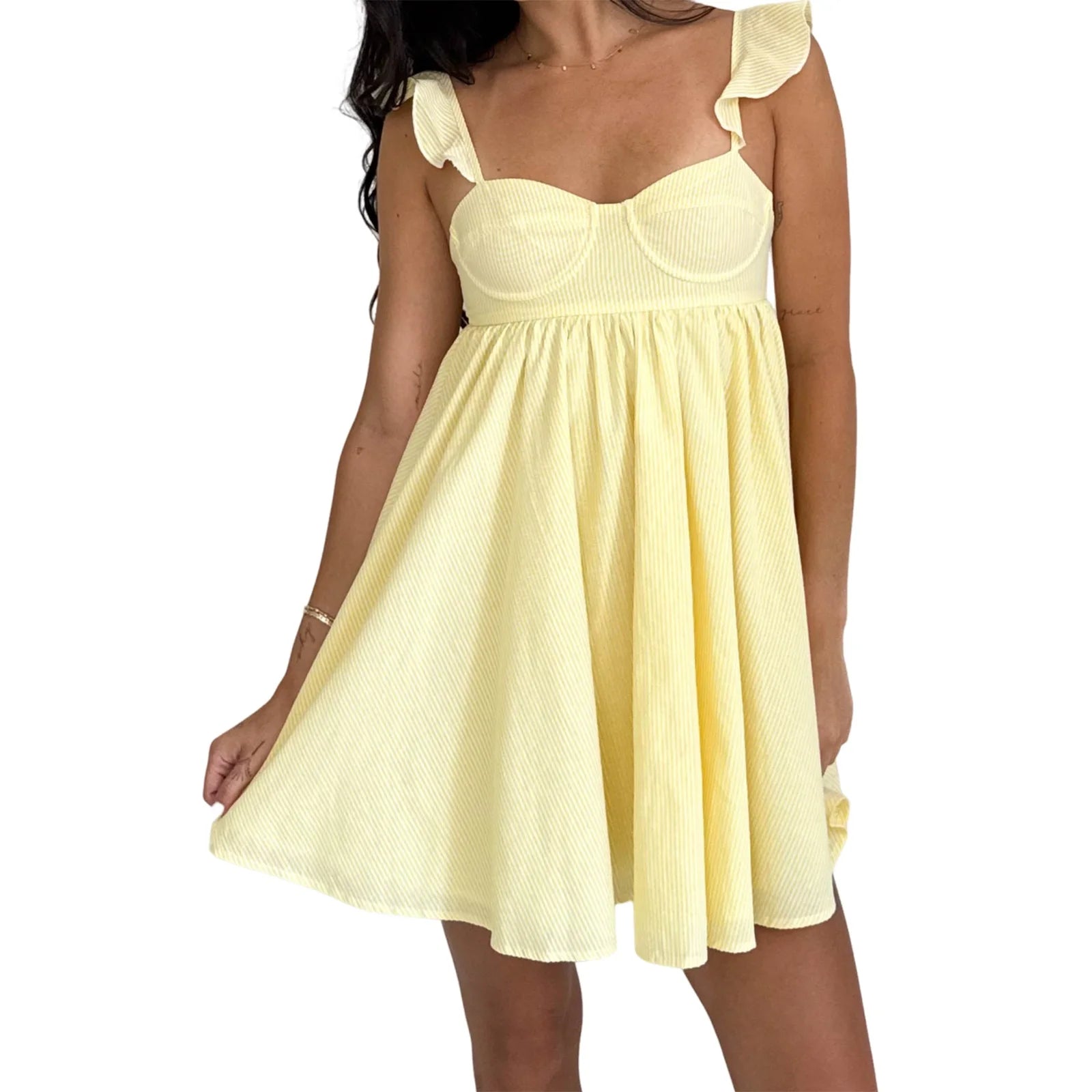 Women V-Neck Maxi Dress Sleeveless Ruffle Floral Print Boho Beach Dress Summer Casual Long Dress with Pockets