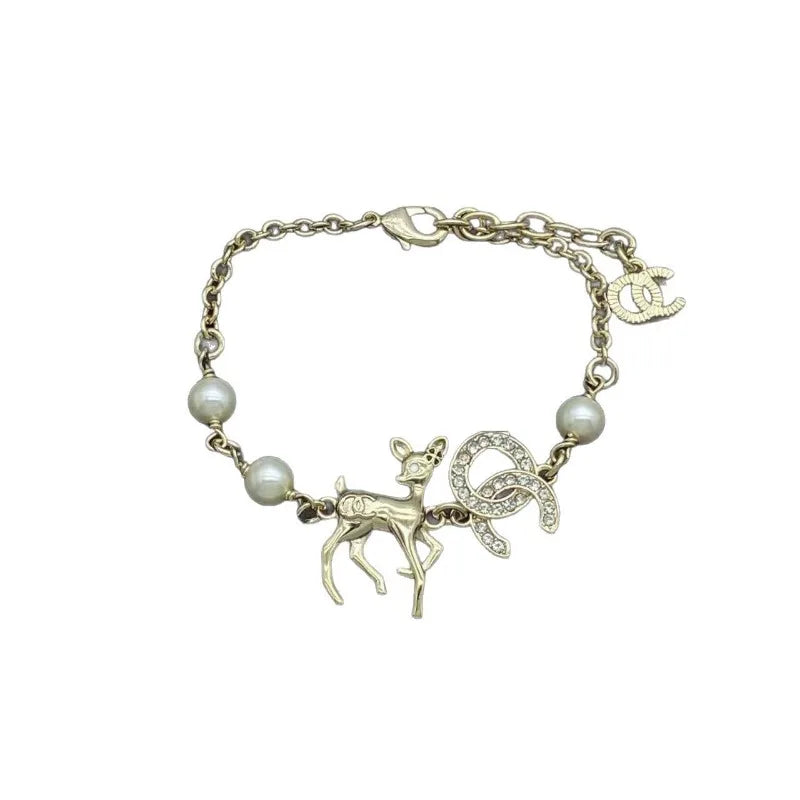 New Double Letter Pearl Bracelet Women, Light Luxury Versatile High Sense Internet Celebrity Explosion