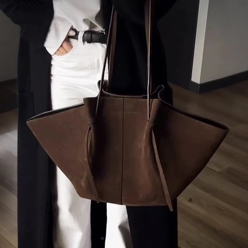 Luxury PU Leather Women's Tote Bag Large Capacity Shoulder Bag Designer Handbag Wing-shaped Storage Bag Frosted Shoppingbag