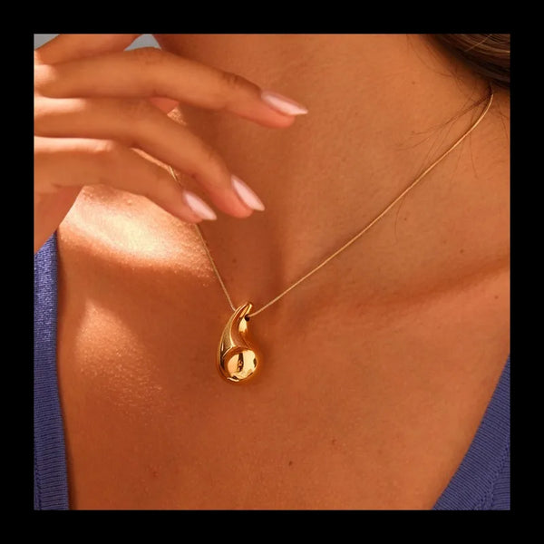 Popular Fashion High-end Sense Chubby Water Drop Pendant Stainless Steel Necklace Does Not Fade Necklace Jewelry Wholesale
