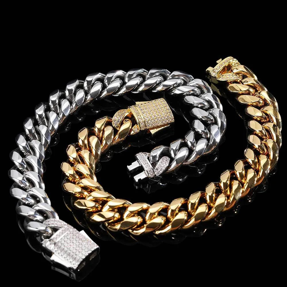 8/10/12/14mm New Men Chain Bracelet Stainless Steel Curb Cuban Link Chain Bangle for Male Women Hiphop Wrist Jewelry Gift