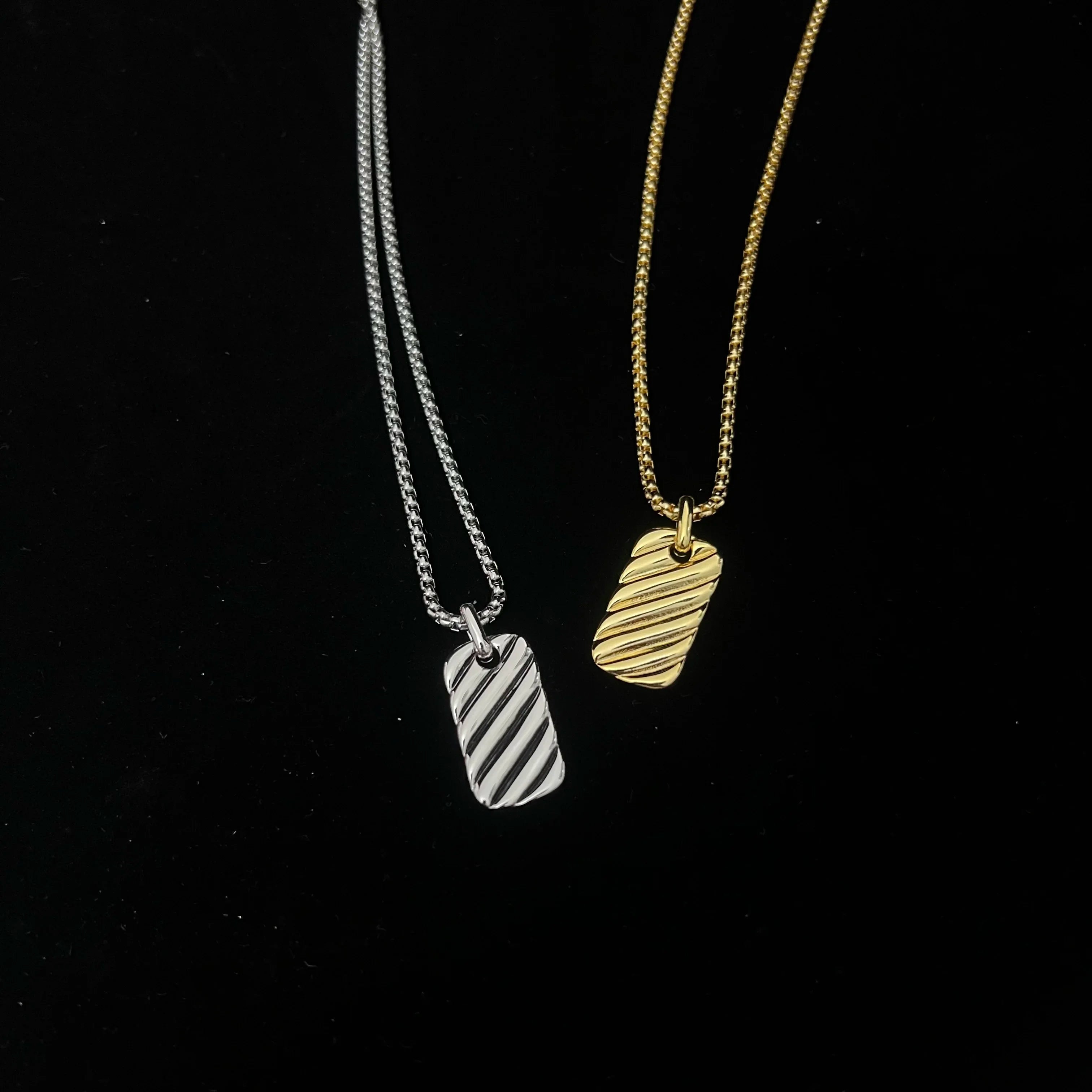 S925 sterling silver 2025 new square brand wave necklace unisex fashion personality trend retro simple classic luxury jewelry