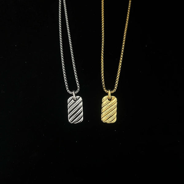 S925 sterling silver 2025 new square brand wave necklace unisex fashion personality trend retro simple classic luxury jewelry