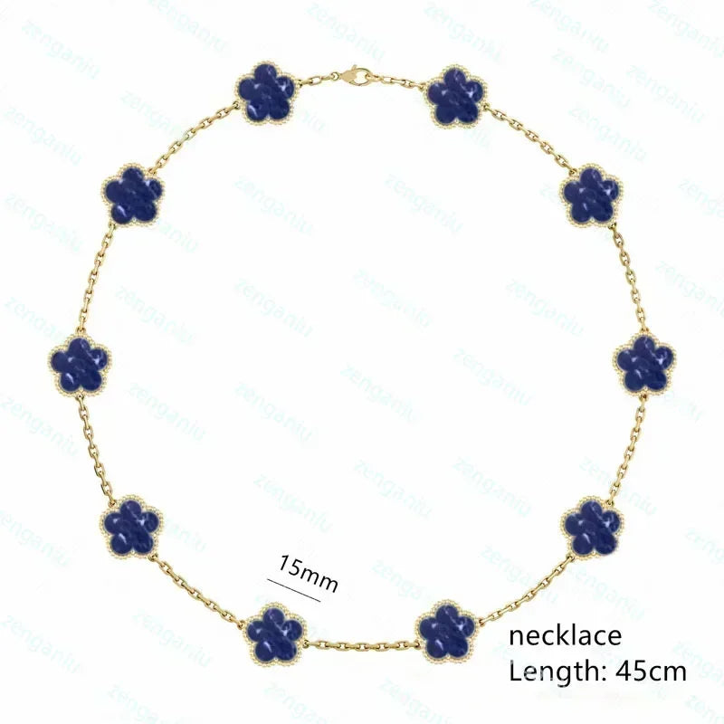 New 925 Sterling Silver Women's Luxury Jewelry High Quality Pidestone Clover Bracelet Jewelry Set Free Shipping With Logo