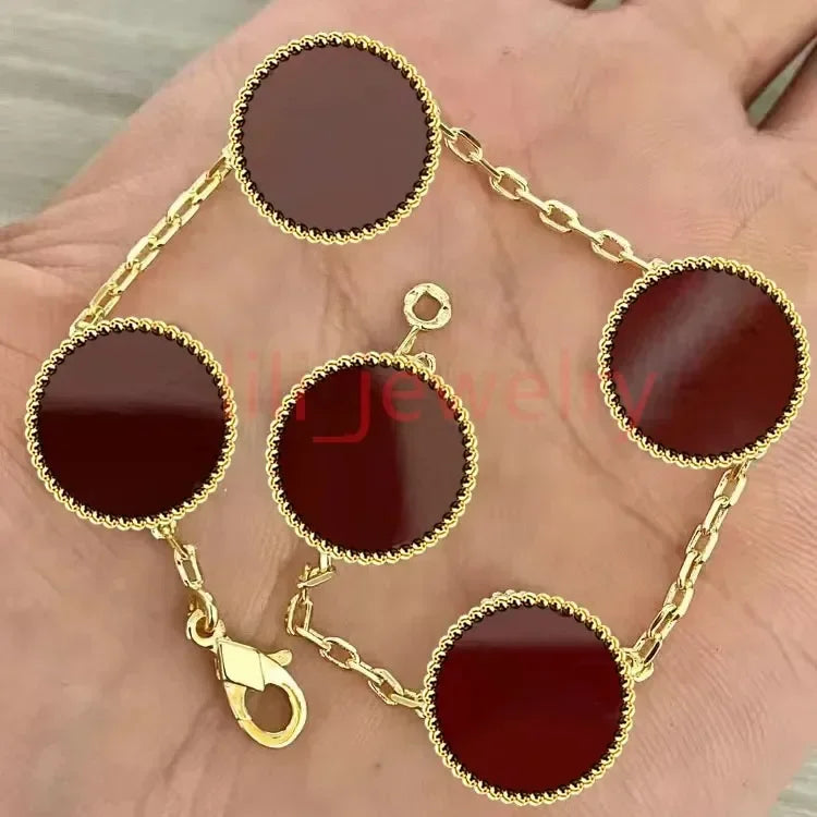 2025 nuevo hombres mujeres joyería de diseño de lujo pulsera de cuatro hojas chapado oro plata ágata diamante moda regalo fiesta