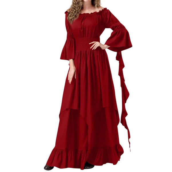 Women'S Vintage Solid Color Lace Collar 3/4 Sleeve Cos Dress Elegant Dresses For Women Vestido Feminino Vestidos Mujer New