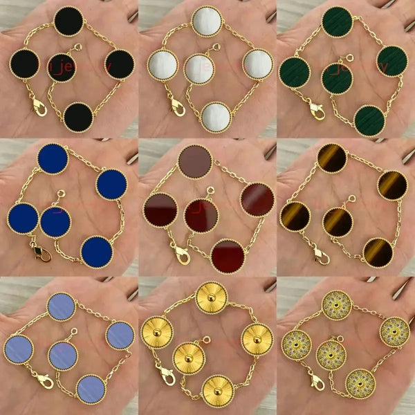 2025 nuevo hombres mujeres joyería de diseño de lujo pulsera de cuatro hojas chapado oro plata ágata diamante moda regalo fiesta