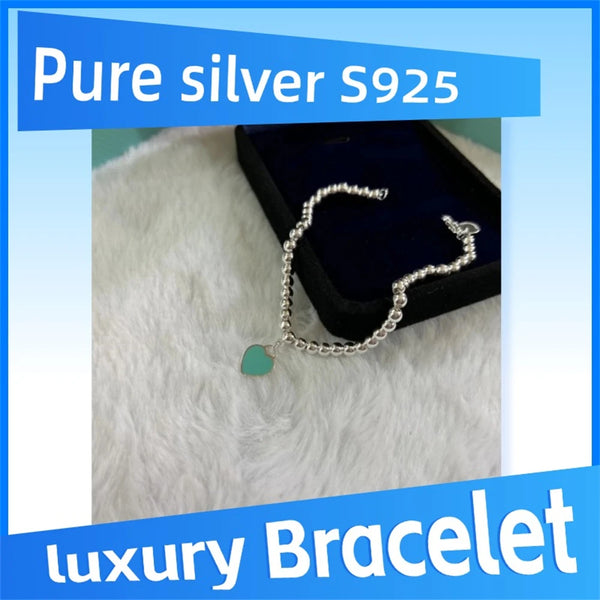 Étiquette coeur en argent Sterling 925 pur sur bracelet abead, personnalité de fête, haute qualité, mode luxe, banquet