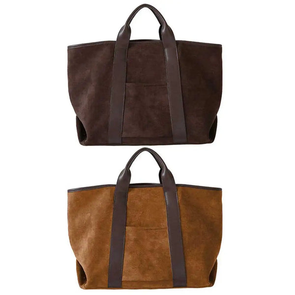 Shoulder Bag Suede Vintage Tote Bag for Women Large Capacity Satchel Bag Simple Commute Bag Shopping Bag