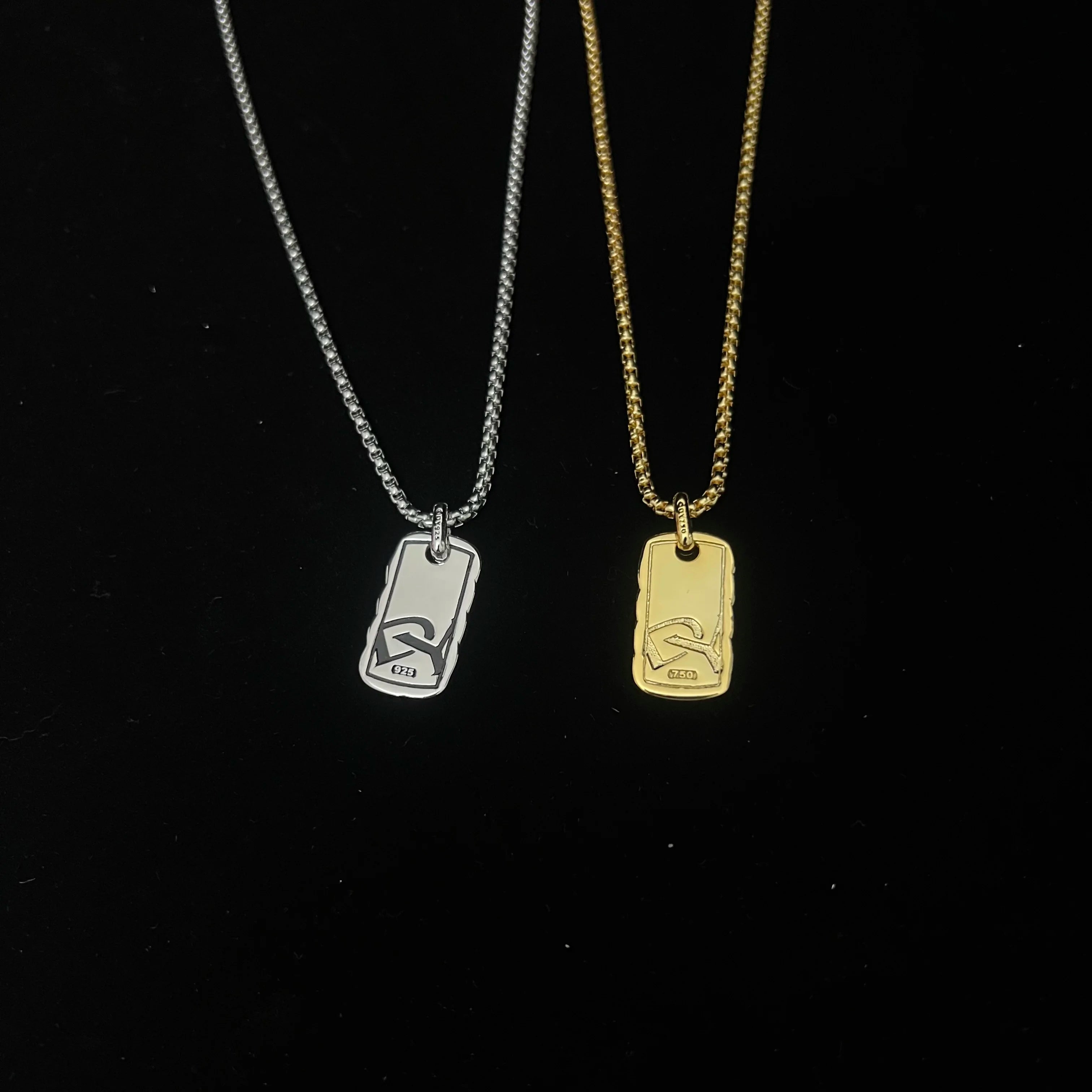 S925 sterling silver 2025 new square brand wave necklace unisex fashion personality trend retro simple classic luxury jewelry