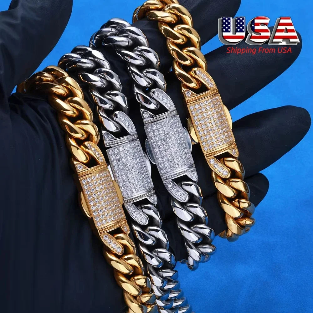 8/10/12/14mm New Men Chain Bracelet Stainless Steel Curb Cuban Link Chain Bangle for Male Women Hiphop Wrist Jewelry Gift