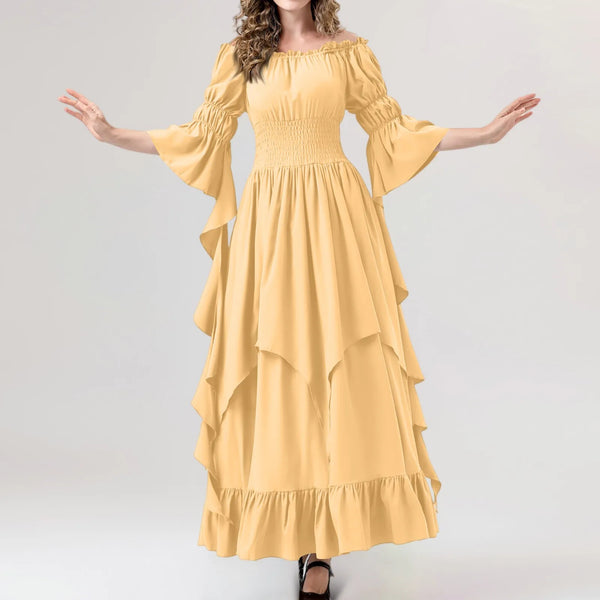 Women'S Vintage Solid Color Lace Collar 3/4 Sleeve Cos Dress Elegant Dresses For Women Vestido Feminino Vestidos Mujer New