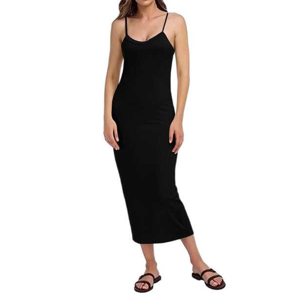 Women Long Slip Dress Basic Adjustable Spaghetti Straps Cami Slip Dress Soft V Neck Nightgown Under Dresses Elegant Women'S