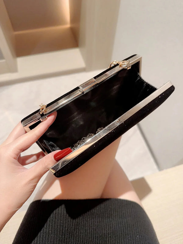 Women Square Evening Bag Shiny sequin Embellished Banquet Bag Handheld Handbag Evening Bag Dress Bag Prom Bag Chain Bag