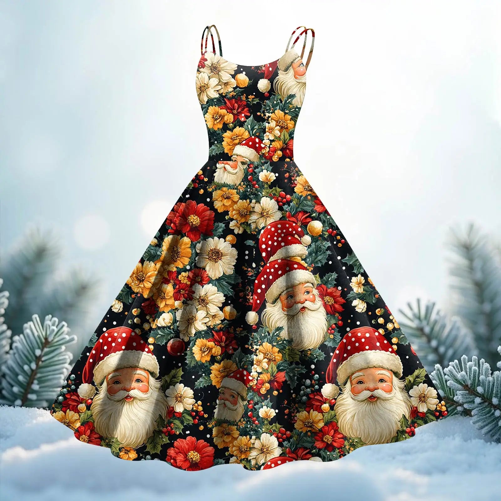 Women'S Fashion Christmas Printed Sexy Strapless Gothic Cocktail Dress Punk Vintage Dress Elegant Dresses For Women Vestido