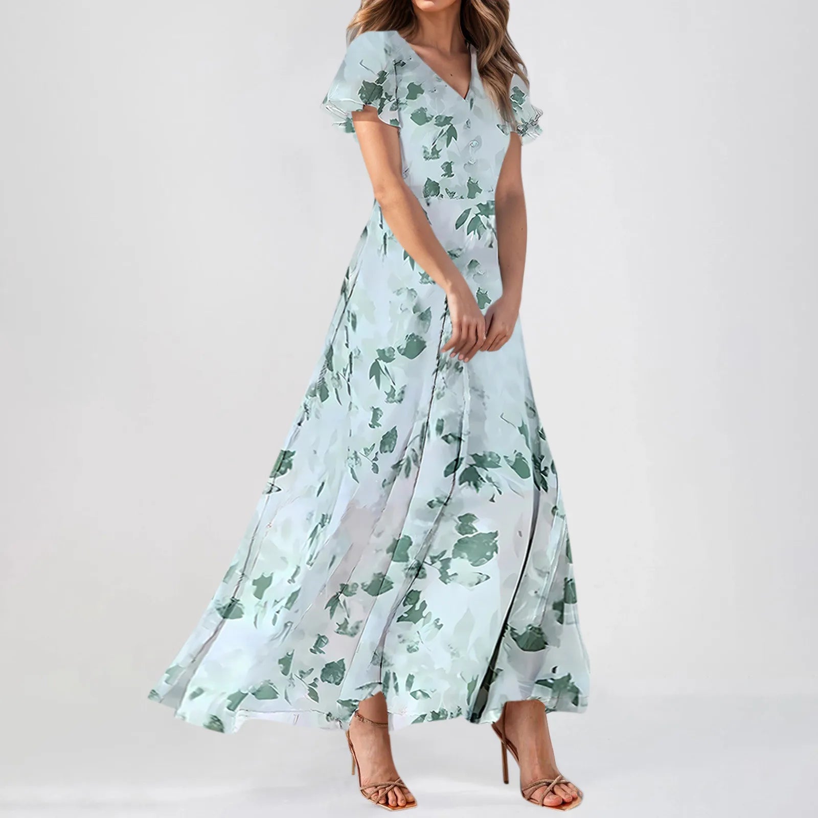 2025 Summer Dresses For Women Casual Short Sleeve Maxi Dresses Cute Floral Maxi Dress Evening Party Wedding Guest Dresses