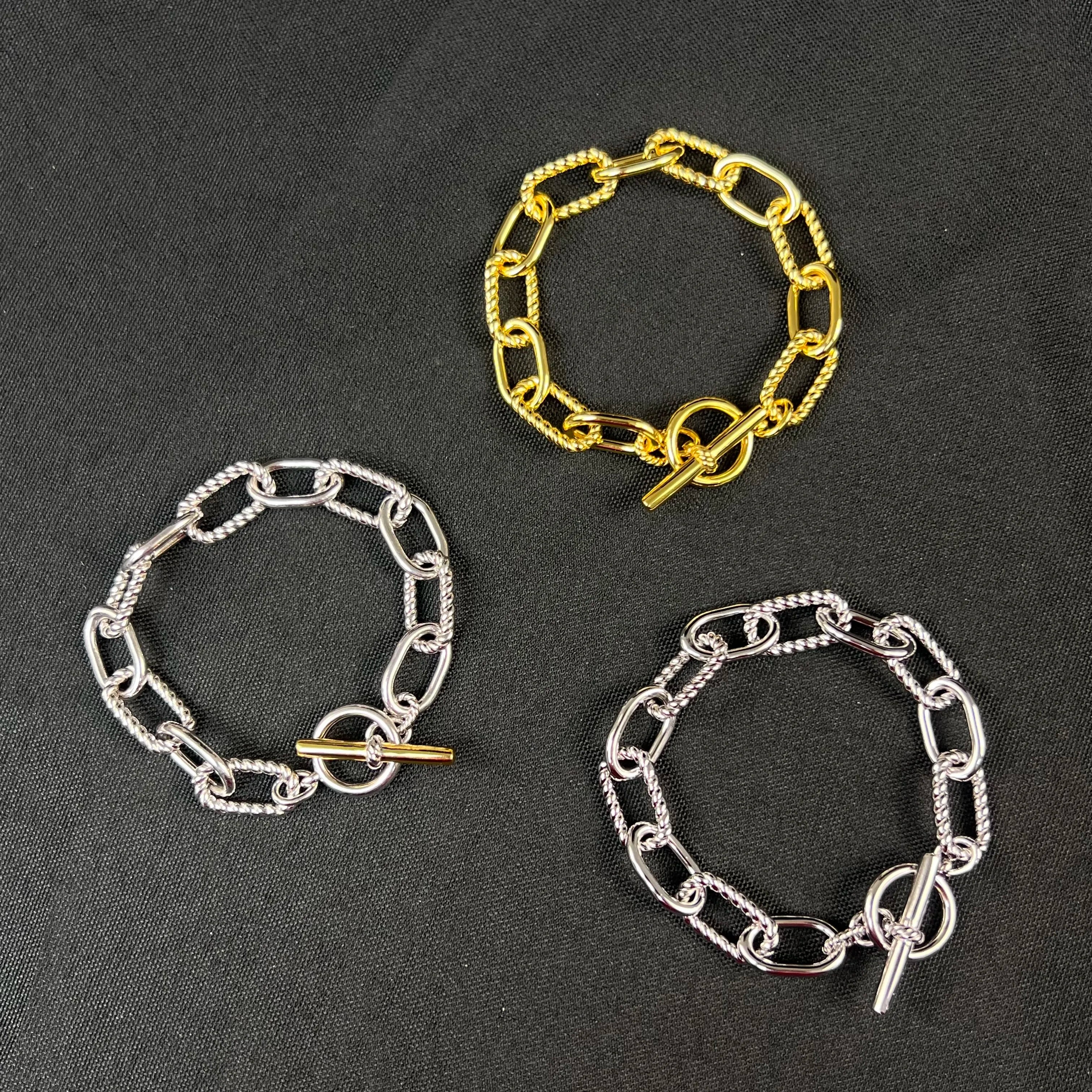 S925 sterling silver new button line rotating T buckle bracelet neutral fashion trend retro classic personality luxury jewelry