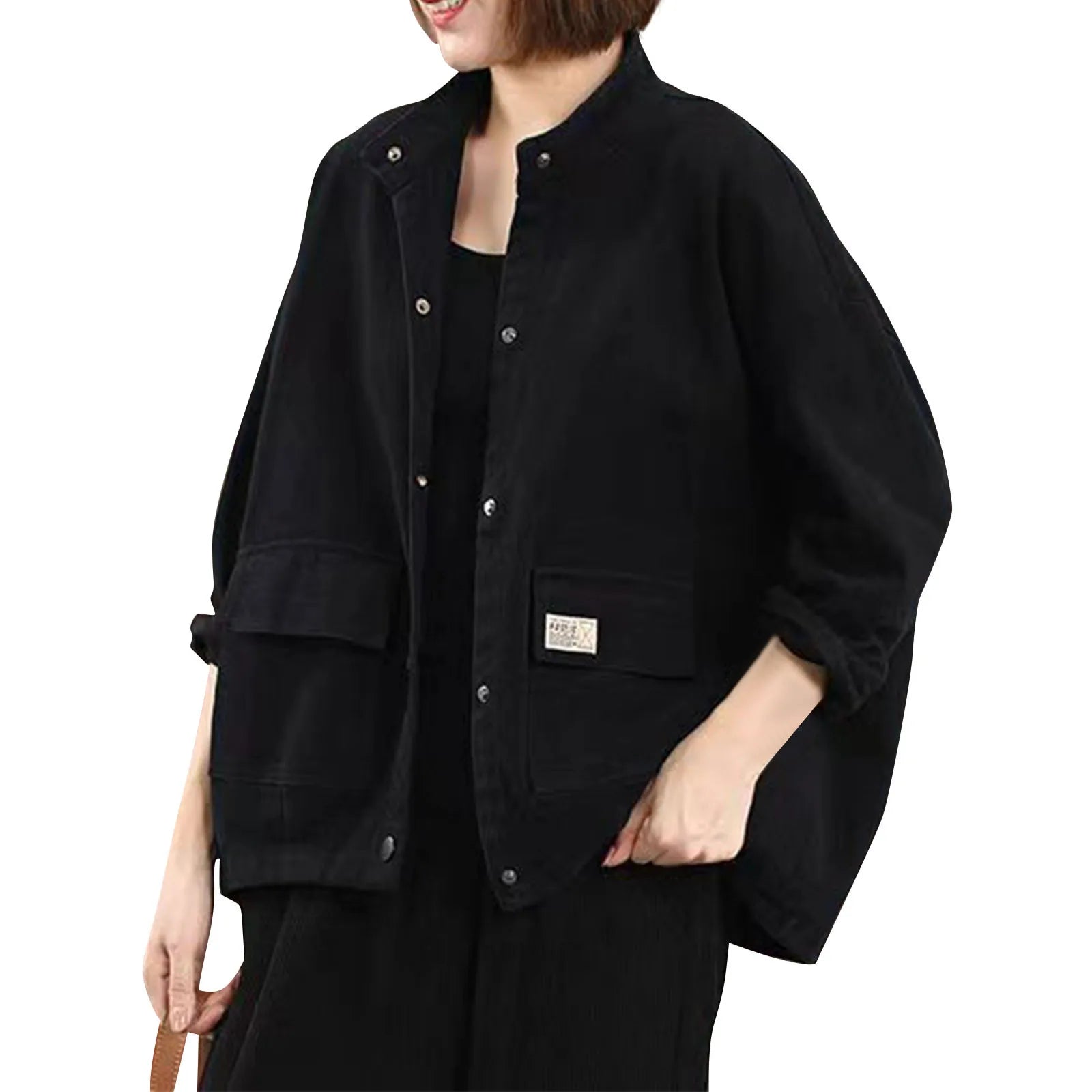 Vintage Brown Lapel Women's Jacket With Pocket Casual Loose Single Breasted Long Sleeve Coat Chic Lady High Street Commute Coats