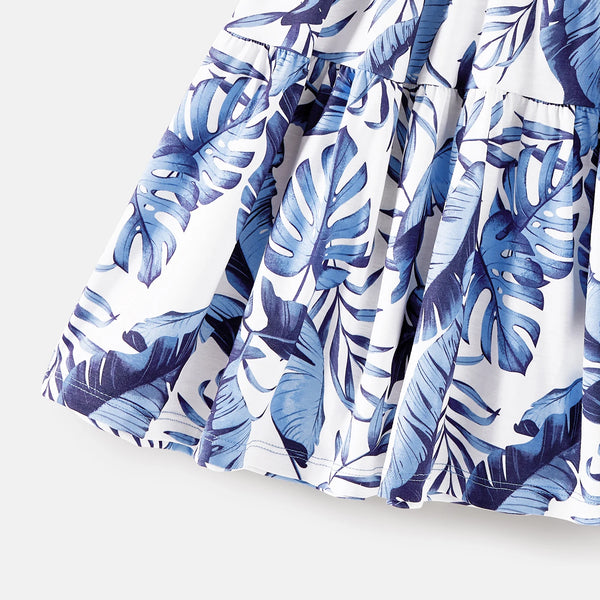 PatPat Naia Blue Floral Button Ruffle Hem Strap Women Dress