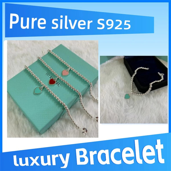 Étiquette coeur en argent Sterling 925 pur sur bracelet abead, personnalité de fête, haute qualité, mode luxe, banquet