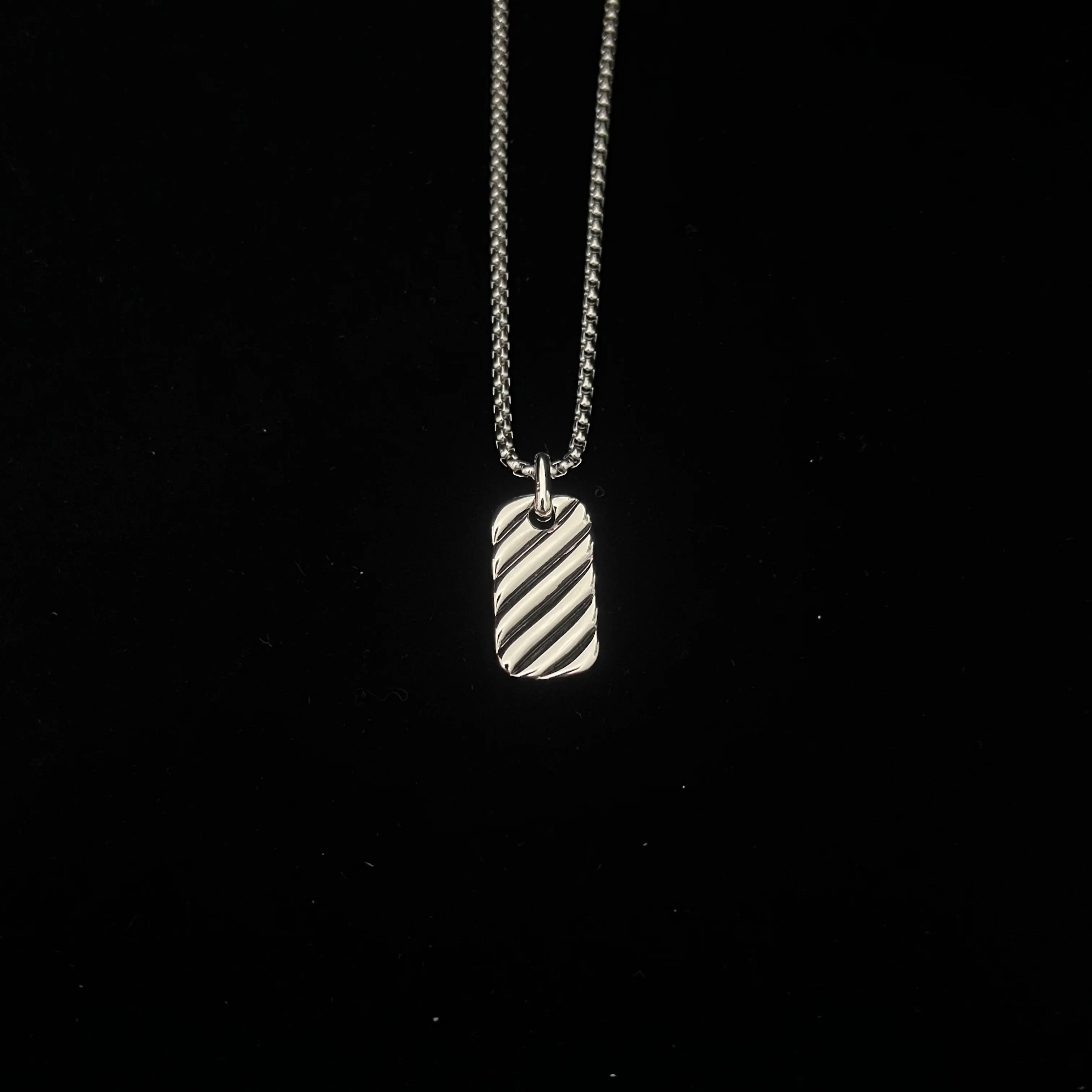 S925 sterling silver 2025 new square brand wave necklace unisex fashion personality trend retro simple classic luxury jewelry