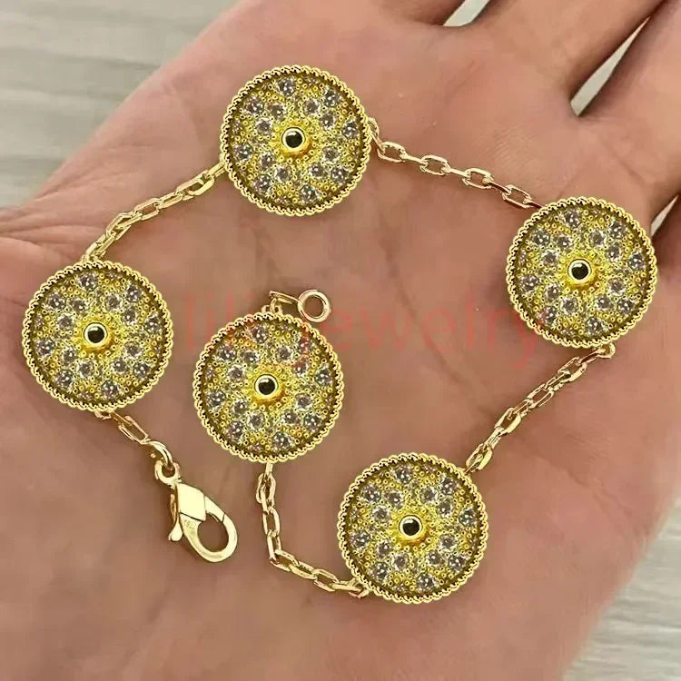 2025 nuevo hombres mujeres joyería de diseño de lujo pulsera de cuatro hojas chapado oro plata ágata diamante moda regalo fiesta
