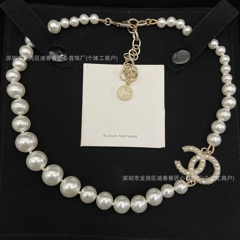 Diamond Stud Earrings, Pearl Necklace, Double Women's Fashion Brooch, Bracelet Set Series