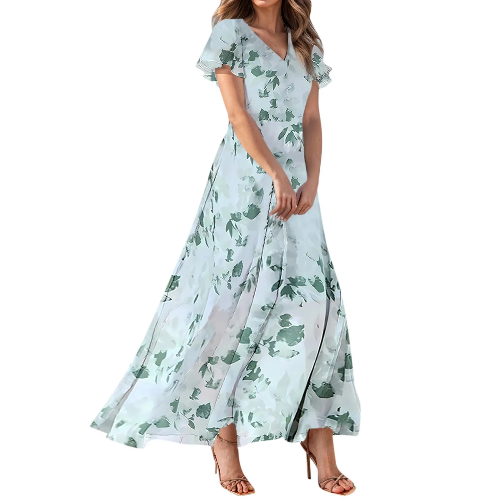 2025 Summer Dresses For Women Casual Short Sleeve Maxi Dresses Cute Floral Maxi Dress Evening Party Wedding Guest Dresses