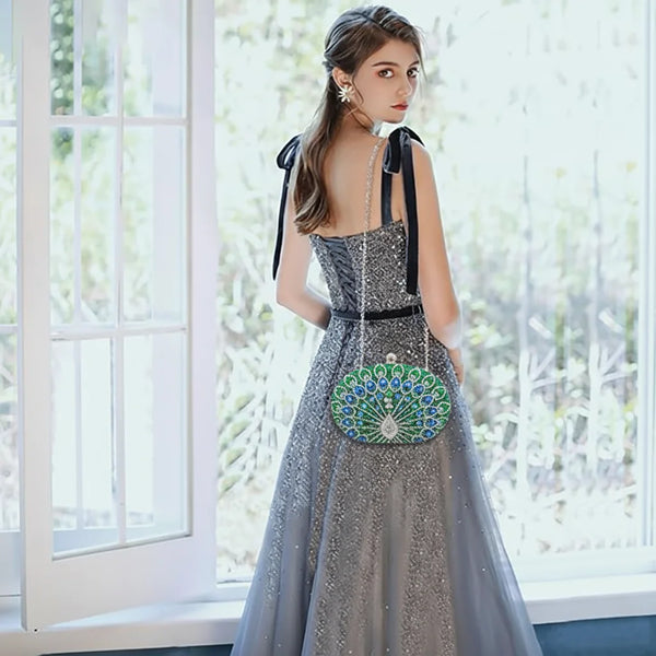 Rhinestone Clutch Purses for Women Evening Wedding Formal Party Prom Round Pearl Clasp Handbag Lady Crystal Diamond Shoulder Bag