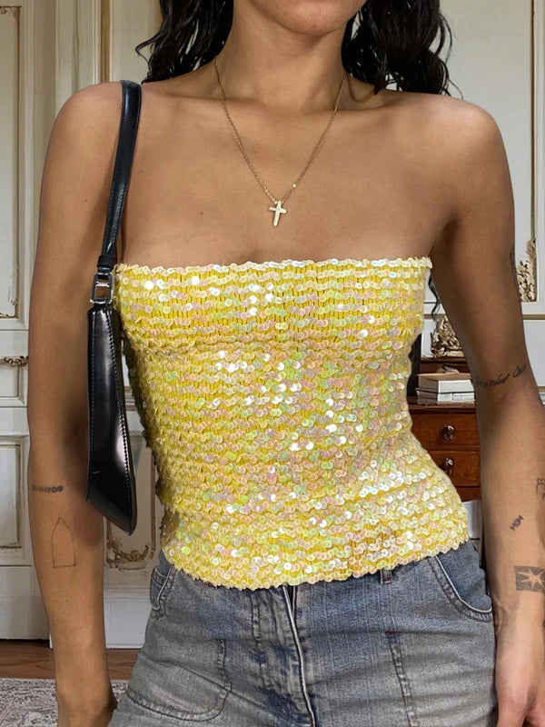 Women Glitter Halter Neck Crop Tops Sparkly Sleeveless Backless Camisole Shimmering Party Clubwear Blouses for Summer Street