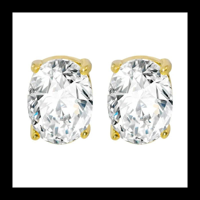 Japanese Colorful and Simple S925 Silver Stud Earrings, Citrine White Topa Shining Zircon Gold-plated Earrings, Factory Direct W